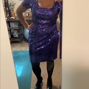 Vintage 80s sequin purple dress. Costume